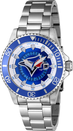 Invicta Men's 43482 MLB Toronto Blue Jays Quartz Multifunction Red, Silver, White, Blue Dial Watch