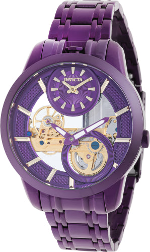 Invicta Men's 44334 Objet D Art Mechanical 2 Hand Gold, Purple Dial Watch