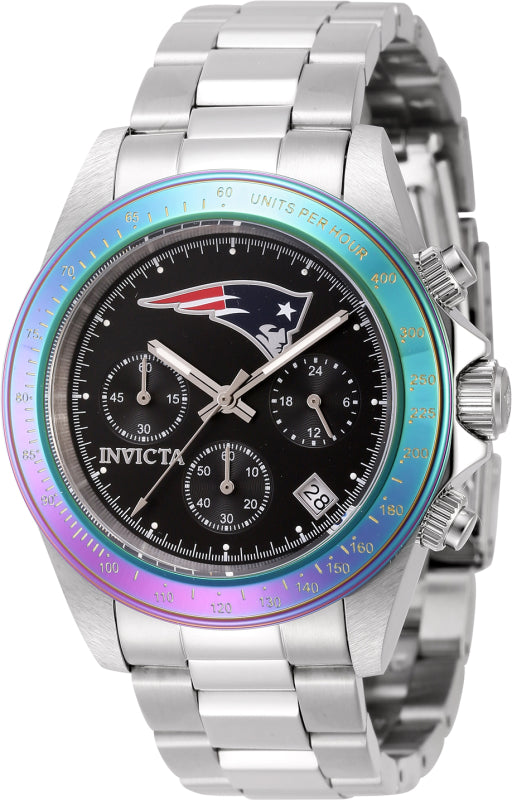 Invicta Men's 44989 NFL New England Patriots Quartz Multifunction Black Dial Watch
