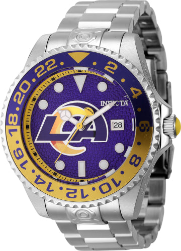 Invicta Men's 45030 NFL Los Angeles Rams Automatic 3 Hand Yellow, Blue Dial Watch