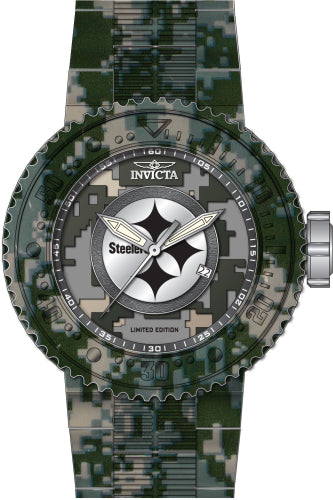 Invicta Men's 45093 NFL Pittsburgh Steelers Quartz 3 Hand Grey, Beige, Dark Grey, Camouflage, Silver Dial Watch