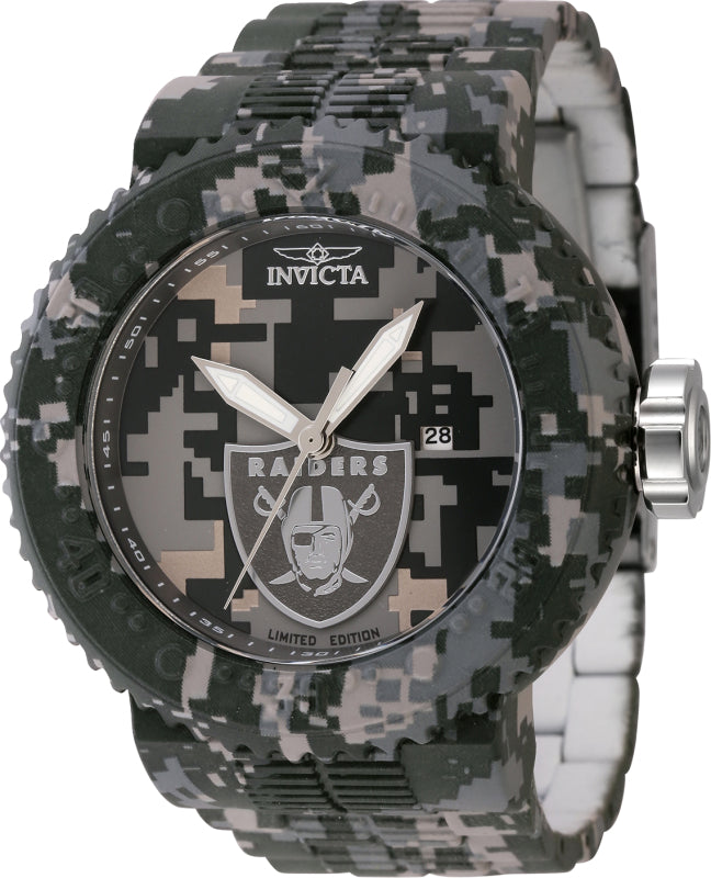 Invicta Men's 45094 NFL Las Vegas Raiders Quartz 3 Hand Grey, Beige, Dark Grey, Camouflage Dial Watch