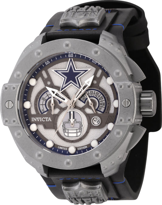 Invicta Men's 45114 NFL Dallas Cowboys Quartz Chronograph Gunmetal, Silver, Blue Dial Watch