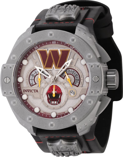 Invicta Men's 45118 NFL Washington Commanders Quartz Chronograph Gunmetal, Red, Silver Dial Watch