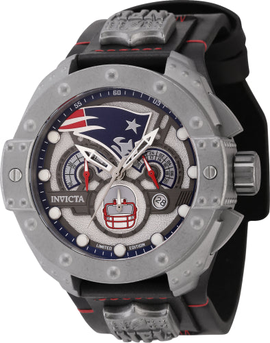 Invicta Men's 45122 NFL New England Patriots Quartz Chronograph Gunmetal, Red, Silver, Blue Dial Watch