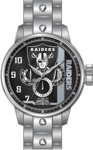 Invicta Men's 45126 NFL Las Vegas Raiders Quartz Chronograph Grey, Black Dial Watch