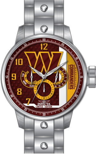Invicta Men's 45132 NFL Washington Commanders Quartz Chronograph Burgundy, Yellow, White Dial Watch