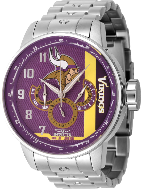 Invicta Men's 45142 NFL Minnesota Vikings Quartz Chronograph Purple, Yellow, White Dial Watch