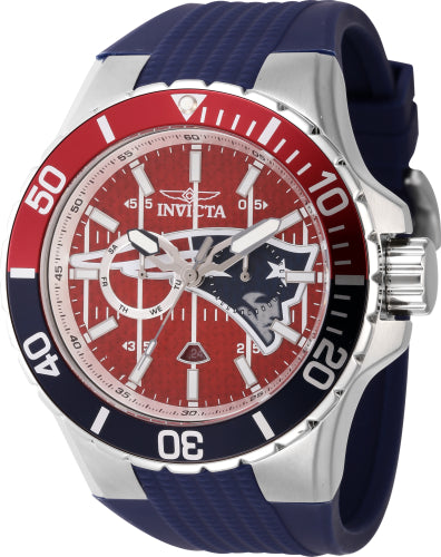 Invicta Men's 45406 NFL New England Patriots Quartz Multifunction Red Dial Watch