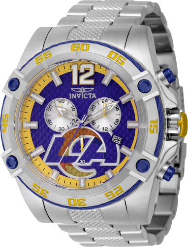 Invicta Men's 45420 NFL Los Angeles Rams Quartz Multifunction Blue, Orange, Yellow, Silver Dial