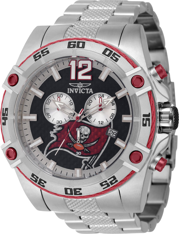 Invicta Men's 45430 NFL Tampa Bay Buccaneers Quartz Multifunction Black, Red, Silver Dial Watch