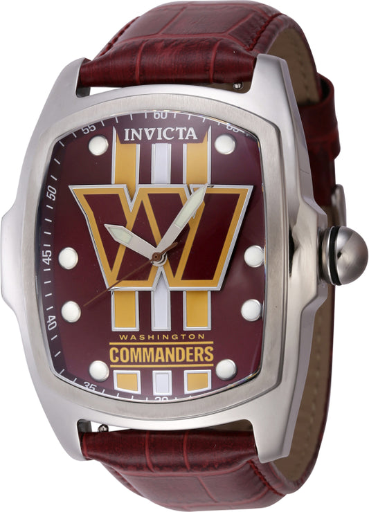 Invicta Men's 45454 NFL Washington Commanders Quartz 2 Hand Burgundy Dial Watch