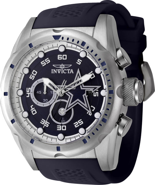 Invicta Men's 45515 NFL Dallas Cowboys Quartz Multifunction Blue, Silver, White Dial Watch