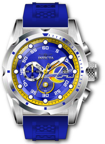 Invicta Men's 45521 NFL Los Angeles Rams Quartz Multifunction Yellow, Orange, Silver, White, Blue Dial Watch