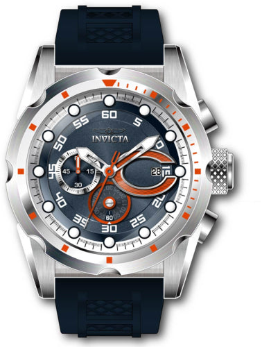 Invicta Men's 45538 NFL Chicago Bears Quartz Multifunction Orange, Silver, White, Black Dial Watch
