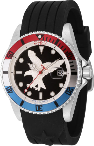 Invicta Men's 45872 Pro Diver  Quartz 3 Hand Black, Silver Dial Watch