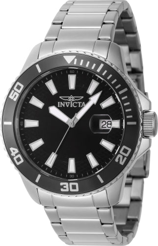 Invicta Men's 46062 Pro Diver Quartz 3 Hand Black Dial Watch