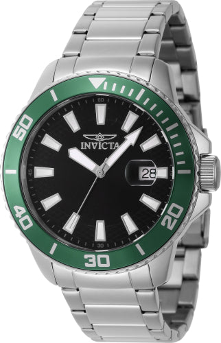 Invicta Men's 46063 Pro Diver Quartz 3 Hand Black Dial Watch
