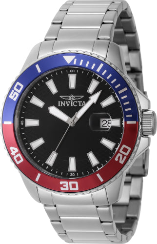 Invicta Men's 46065 Pro Diver Quartz 3 Hand Black Dial Watch