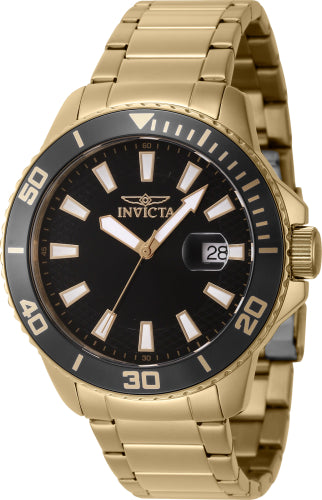 Invicta Men's 46066 Pro Diver Quartz 3 Hand Black Dial Watch