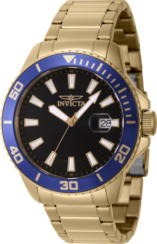 Invicta Men's 46068 Pro Diver Quartz 3 Hand Black Dial Watch