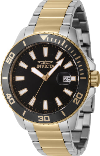 Invicta Men's 46070 Pro Diver Quartz 3 Hand Black Dial Watch