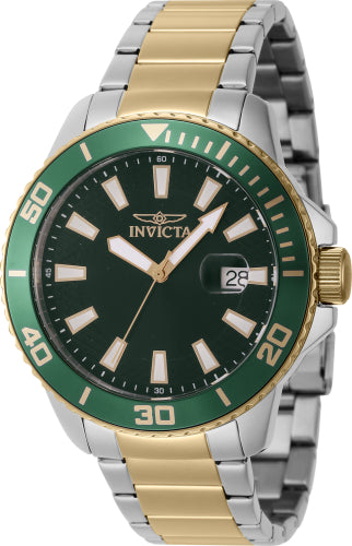 Invicta Men's 46072 Pro Diver Quartz 3 Hand Green Dial Watch