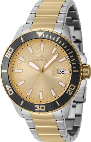 Invicta Men's 46073 Pro Diver Quartz 3 Hand Gold Dial Watch