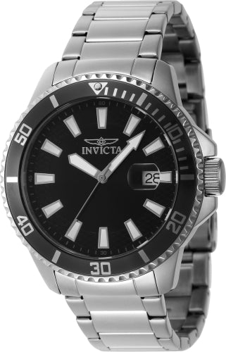 Invicta Men's 46074 Pro Diver Quartz 3 Hand Black Dial Watch