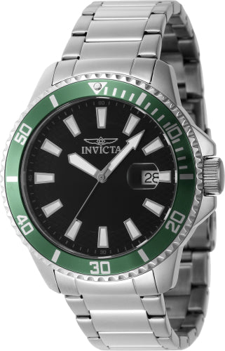 Invicta Men's 46075 Pro Diver Quartz 3 Hand Black Dial Watch