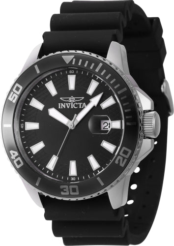 Invicta Men's 46087 Pro Diver Quartz 3 Hand Black Dial Watch