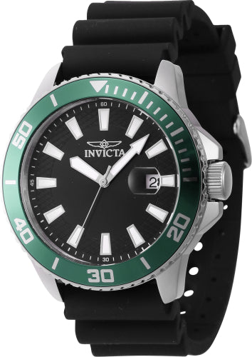 Invicta Men's 46088 Pro Diver Quartz 3 Hand Black Dial Watch