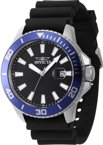 Invicta Men's 46089 Pro Diver Quartz 3 Hand Black Dial Watch