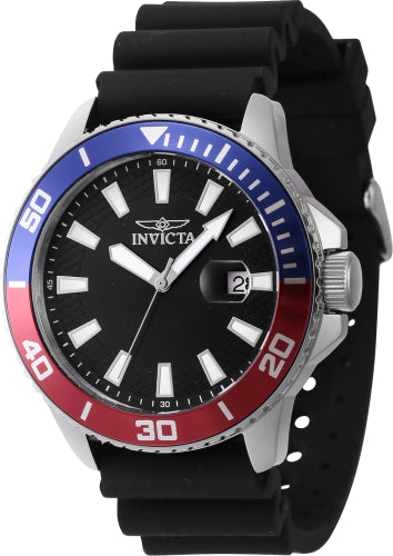 Invicta Men's 46090 Pro Diver Quartz 3 Hand Black Dial Watch