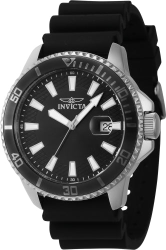 Invicta Men's 46095 Pro Diver Quartz 3 Hand Black Dial Watch