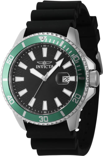 Invicta Men's 46129 Pro Diver Quartz 3 Hand Black Dial Watch