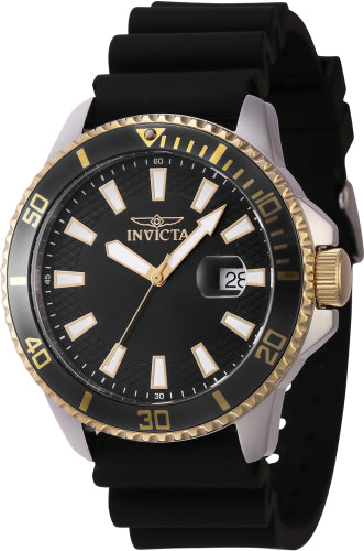 Invicta Men's 46132 Pro Diver Quartz 3 Hand Black Dial Watch