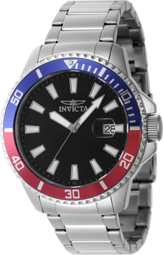 Invicta Men's 46136 Pro Diver Quartz 3 Hand Black Dial Watch