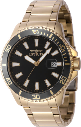 Invicta Men's 46137 Pro Diver Quartz 3 Hand Black Dial Watch
