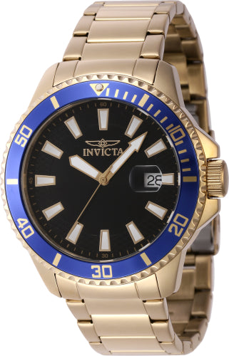 Invicta Men's 46139 Pro Diver Quartz 3 Hand Black Dial Watch