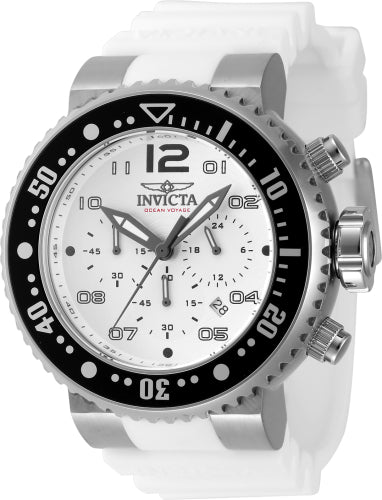 Invicta Men's 47193 Pro Diver Quartz Chronograph Silver, White Dial Watch