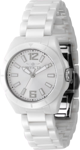 Invicta Women's 47334 Ceramics  Quartz 3 Hand Silver Dial Watch