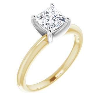 14K Yellow & White 5.5x5.5 mm Square Solitaire - Paz