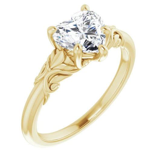 10KT Yellow 7x7 Heart Engagement Ring