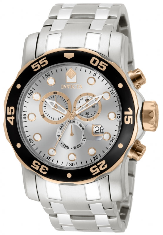 Invicta Men's 80037 Pro Diver  Quartz Chronograph Silver Dial Watch
