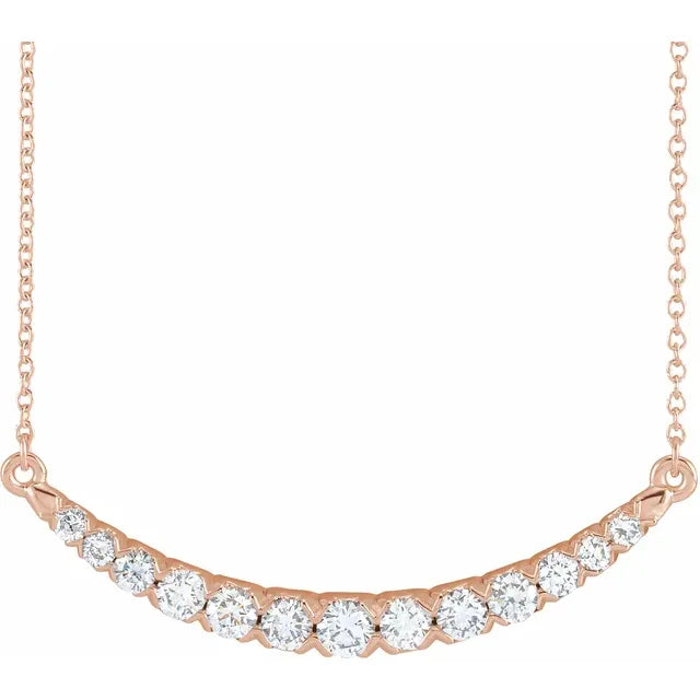 14K Gold Diamond Bar Necklace