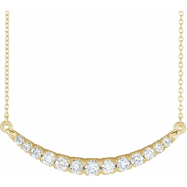 14K Gold Diamond Bar Necklace