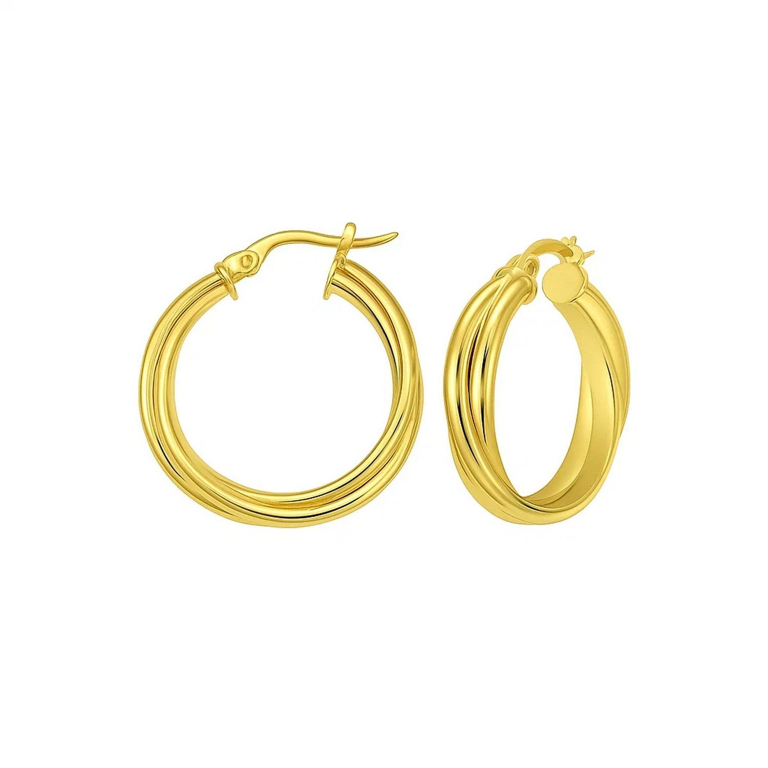 Interlocking Medium Trinity Hoop in 14K Yellow Gold