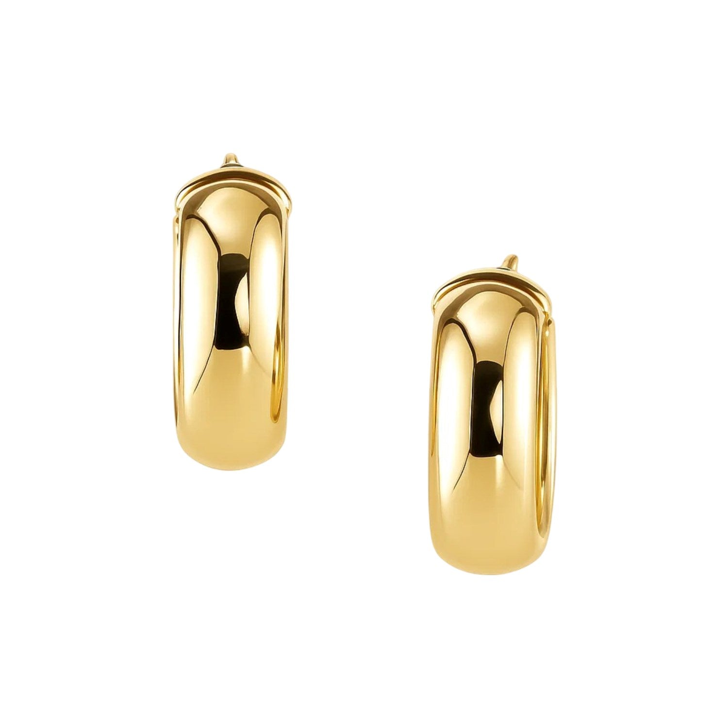 Wide Medium Hoop with Snap Lock in 14K Yellow Gold