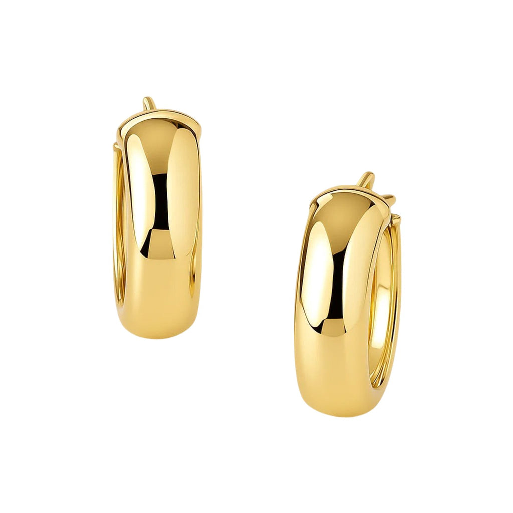 Wide Medium Hoop with Snap Lock in 14K Yellow Gold